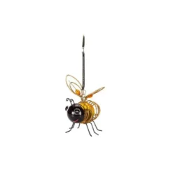 Abeille solaire jaune à suspendre Bee à LED blanc chaud 10x12,5x14 cm