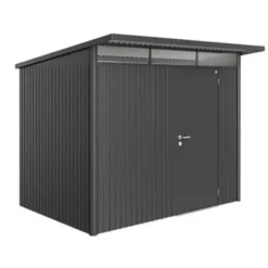 Abri de jardin AvantGarde simple porte acier taille A5 gris foncé 260x220x218 cm