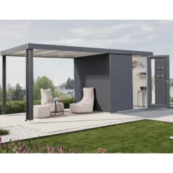 Abri de jardin double porte Neo 4B Biohort® coloris gris quartz métallique - 236 x 348 x 222 cm