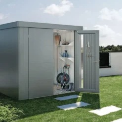 Abri de jardin double porte Neo 4B Biohort® coloris gris quartz métallique - 236 x 348 x 222 cm