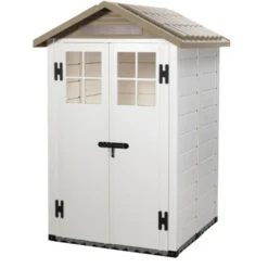 Abri de jardin en résine beige Foresta Evo - 137 x 144 x 214 cm