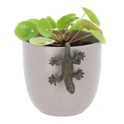 Accroche-pot salamandre en résine verte - 7,2 x 4 x 10 cm