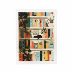 Affiche chat dans bibliothèque - 30 x 40 cm