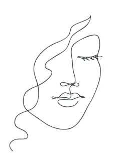 Affiche illustration noir et blanc Aquarupella Visage - 30 x 40 cm
