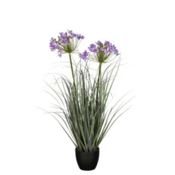 Allium ampeloprasum artificiel violet en pot - Ø 25 x H 80 cm
