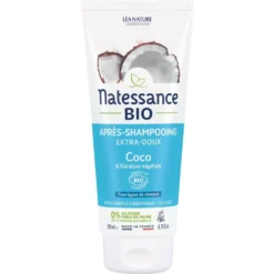 Après-shampooing extra-doux coco bio et kératine végétale Natessance - 200 ml
