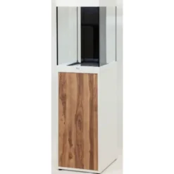 Aquarium équipé et meuble support coloris blanc/chêne Aquatlantis Tower 96 Élégance - 96 L
