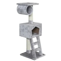 Arbre à chat avec panier et griffoir coloris gris Abigail -109 cm