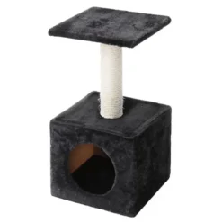 Arbre à chat avec panier et griffoir coloris noir Abey classic - 60 cm