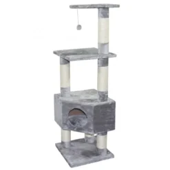 Arbre à chat avec panier et griffoir coloris gris Eco Loonaa classic - 135 cm