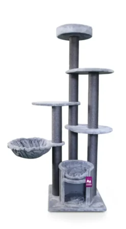 Arbre à chat coloris gris Petrebels Cottage 191 – 60 x 60 x 191 cm