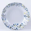 Assiette calotte en grès à motif végétal bleu et vert Althéa - Ø 19 cm