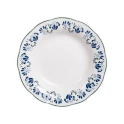 Assiette creuse en porcelaine blanche et bleue Giverny - Ø 22 cm