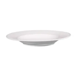 Assiette creuse en porcelaine blanche et contours striés Lina - Ø 22,5 cm