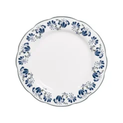 Assiette à dessert en porcelaine blanche et bleue Giverny - Ø 21 cm
