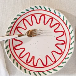 Assiette plate blanche, verte et rouge Venda - Ø 27 cm