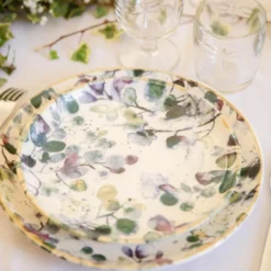 Assiette plate Flora motif feuillage multicolore Ø 26,5 cm