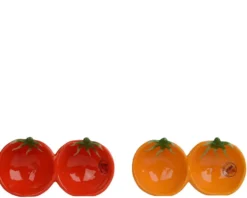 Assiette à tapas en dolomite colorée forme tomate - 9 x 17,4 x 4 cm