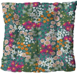 Assise de fauteuil matelassée en polyester/coton fleuri multicolore Cap La Petite Fleuriste - 46 x 46 x 9 cm