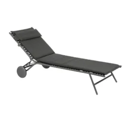 Bain de soleil Bayanne II Hedona Onyx Lafuma coloris gris en acier - 77 x 186 x 77 cm