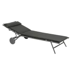 Bain de soleil Bayanne II Hedona Onyx Lafuma coloris gris en acier - 77 x 186 x 77 cm