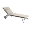 Bain de soleil Bayanne II Hedona Latte Lafuma coloris beige en acier - 77 x 186 x 77 cm