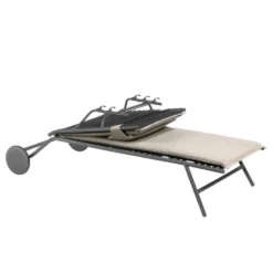 Bain de soleil Bayanne II Hedona Latte Lafuma coloris beige en acier - 77 x 186 x 77 cm