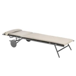 Bain de soleil Bayanne II Hedona Latte Lafuma coloris beige en acier - 77 x 186 x 77 cm