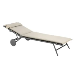 Bain de soleil Bayanne II Hedona Latte Lafuma coloris beige en acier - 77 x 186 x 77 cm