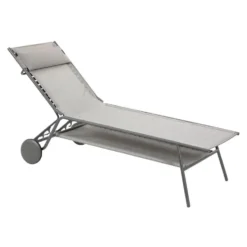Bain de soleil Miami II haut Lafuma coloris gris structure en acier et toile en Batyline®- 80 x 186 x 90 cm