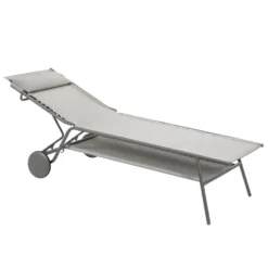 Bain de soleil Miami II haut Lafuma coloris gris structure en acier et toile en Batyline®- 80 x 186 x 90 cm
