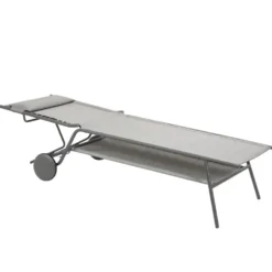 Bain de soleil Miami II haut Lafuma coloris gris structure en acier et toile en Batyline®- 80 x 186 x 90 cm
