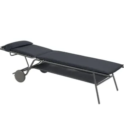 Bain de soleil Miami II haut Lafuma coloris gris en acier et titane et matelassé - 80 x 186 x 90 cm
