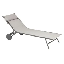 Bain de soleil Miami II Lafuma coloris gris structure en acier et toile en Batyline® - 77 x 184 x 76 cm