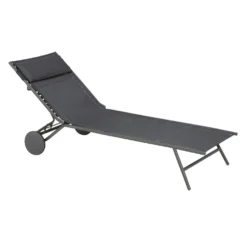 Bain de soleil Miami II Lafuma coloris gris structure en acier et toile en Batyline® - 77 x 184 x 76 cm