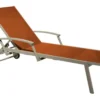 Bain de soleil Oro avec accoudoir coloris orange en aluminium - 190 x 68 x 34 cm