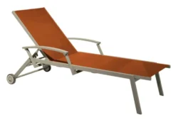 Bain de soleil Oro avec accoudoir coloris orange en aluminium - 190 x 68 x 34 cm