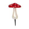 Balise solaire champignon magique coloris rouge en plastique effet blanc froid - Ø 18 x 23 cm