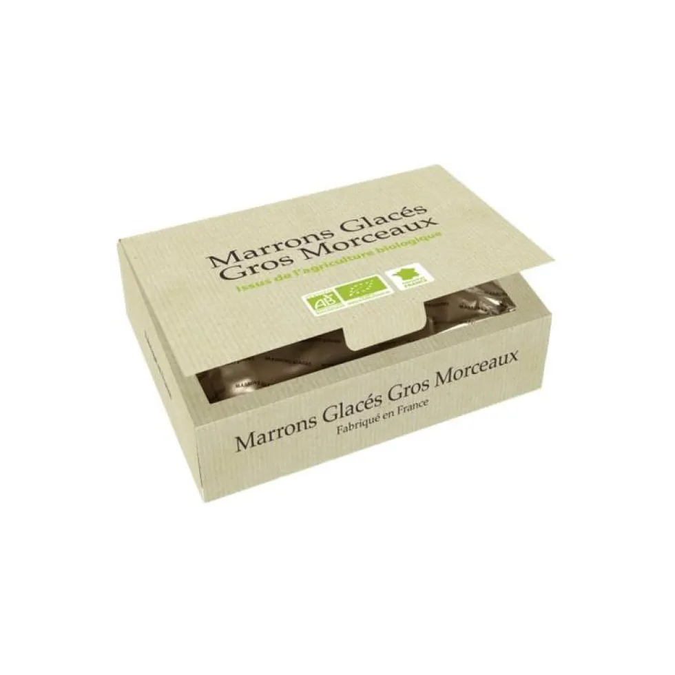 Ballotin de 18 marrons glacés bio en gros morceaux - 250 g