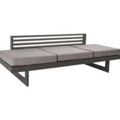 Banquette de jardin coloris gris en aluminium Stern - 216 x 80 x 68 cm