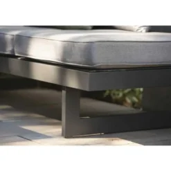 Banquette de jardin coloris gris en aluminium Stern - 216 x 80 x 68 cm
