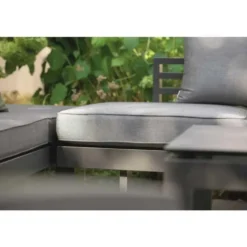 Banquette de jardin coloris gris en aluminium Stern - 216 x 80 x 68 cm