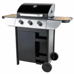 Barbecue gaz Miami 300 avec 3 feux 9KW coloris noir - 120,8 x 59,5 x 113 cm