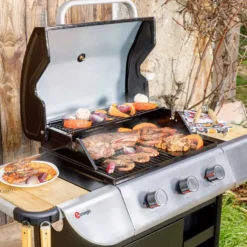 Barbecue gaz Miami 300 avec 3 feux 9KW coloris noir - 120,8 x 59,5 x 113 cm