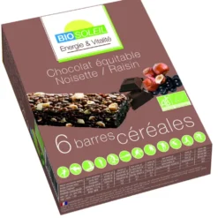 Barres chocolat noisette raisin bio BIOSOLEIL