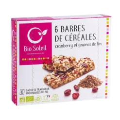 Barres céréales cranberries et graines de lin bio Biosoleil - 125 g