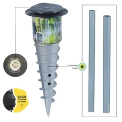 Base d'ancrage en aluminium à visser ou à sceller pour parasols, tonnelles, pieds de parasol, poteaux de hamacs et mâts de voile d'ombrage Gard&Rock - Ø 11 x 30 cm