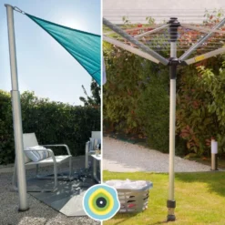Base d'ancrage en aluminium à visser ou à sceller pour parasols, tonnelles, pieds de parasol, poteaux de hamacs et mâts de voile d'ombrage Gard&Rock - Ø 11 x 30 cm