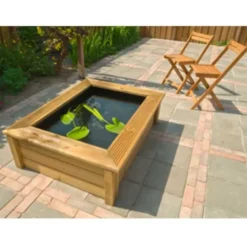 Bassin préformé Quadra Wood 1, cadre bois + pompe, UBBINK - 225L