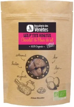 Biscuits bio Chocolat & Fleur de sel. Le sachet de 125 g